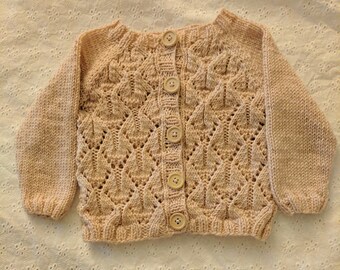Hand knit cardigan/sweater boy or girl baby shower /birthday gift