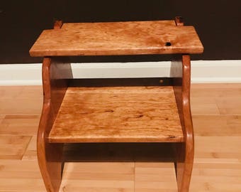 100% CHERRY WOOD Chair Stool with Flip-Open Top