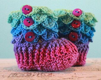 Crocodile Stitch Booties - Crochet Baby Booties - CUSTOM OPTIONS AVAILABLE