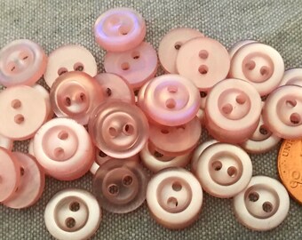 24 Pearlized Pale Pink Plastic Shirt Buttons 7/16" 11mm 8265