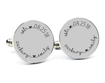 Custom Gift for Groom From Bride Personalized Cufflinks Custom Name Engraved Cufflink Round Cufflink Cuff link Gift for Him Anniversary Gift