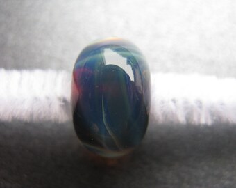 BORO Lampwork Focal Bead, Lampwork Focal Bead, Borosilicate Bead, OOAK Handmade Lampwork Bead, Deep Blue, Sky Blue, Green, Burgundy - HGD569
