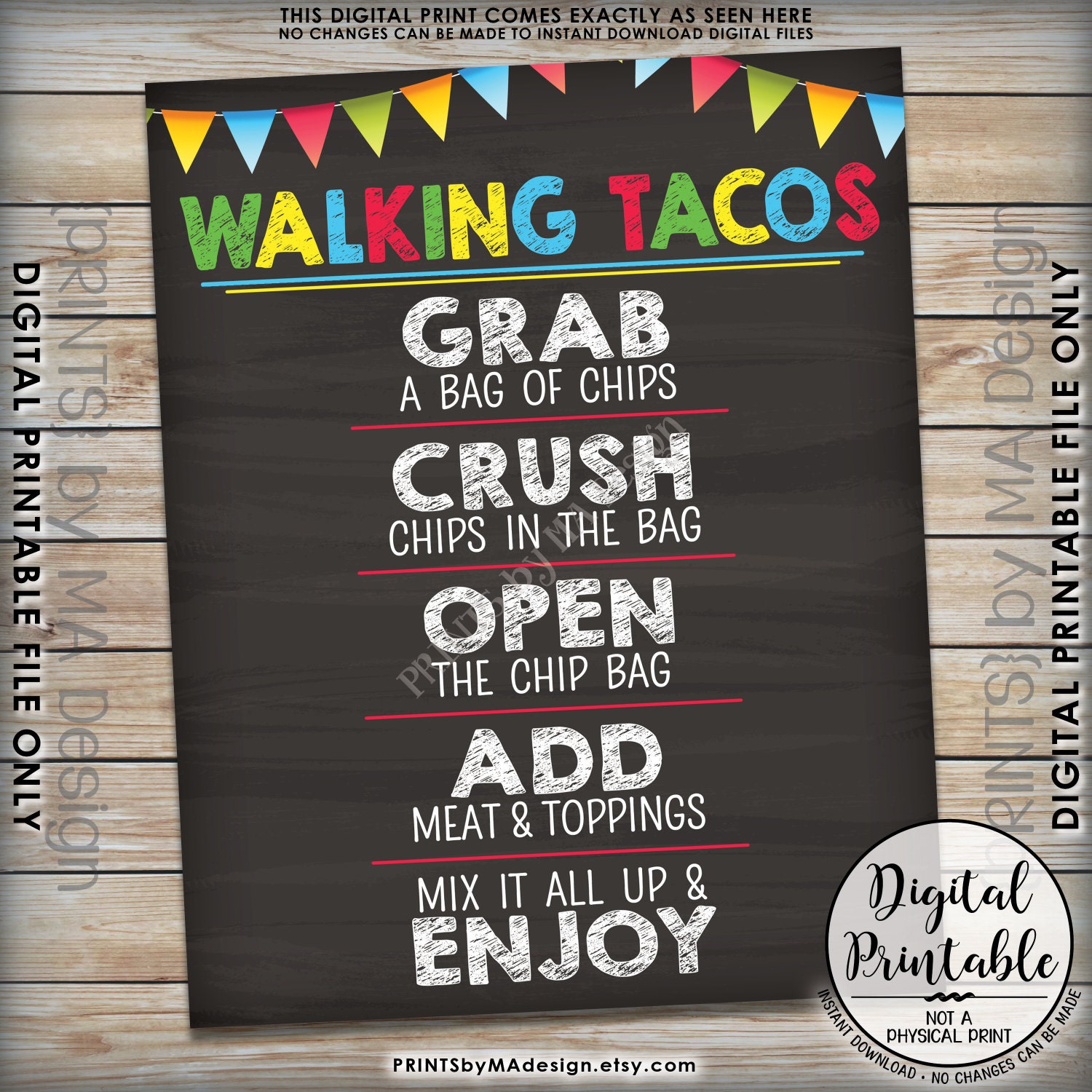 Walking Tacos Taco Bar Taco Sign, Cinco de Mayo Sweet ...