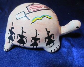 Turtle Totem - Painted Kokopellis, symbols, signed
