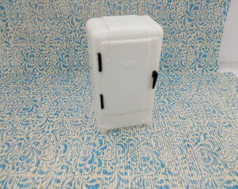 Renwal Fridge White and Black Retro Kitchen Toy Dollhouse Art Deco Hard plastic