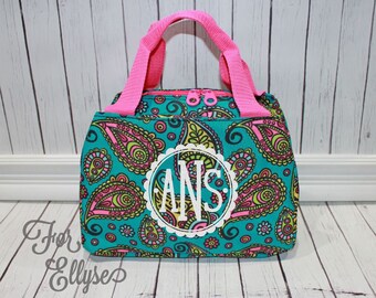 Paisley Lunch tote, Monogrammed lunch bag