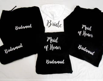 7 BRIDESMAID Hoodies, 7 Bachelorette Party Hoodies, 7 Bridal Hoodies, 7 Wedding Party Hoodies, 7 Zip Up Hoodies, Set of 7 Bridesmaid Jackets