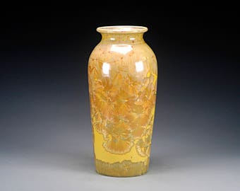 Ceramic Vase - Golden - Crystalline Glaze on High-Fired Porcelain - Hand Made Pottery - FREE SHIPPING - #E-489