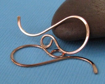 Hammered Copper Ear Wires, Short n Sassy, Handmade Earring Findings - 2 pairs