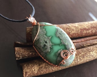 Variscite Necklace, Variscite and Herkimer Diamond Necklace