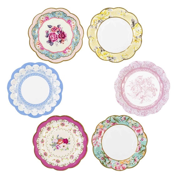 12 charm and trendy Floral party plates / Pink Rose Paper Plates ... 12 charm and trendy Floral party plates / Pink Rose Paper Plates ...