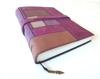 Leather Patchwork Journal, Personalised, Engraved