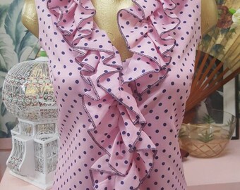 60s ruffle polka dot mini mod dress