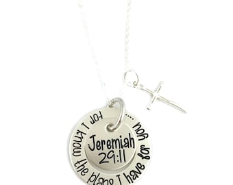 For I Know The Plans I Have For You - Jeremiah 29:11 Necklace - Religious - Sterling Silver - Personalized Jewelry - Engraved Jewelry