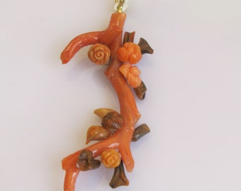 Coral Branch Pendant and gold
