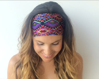 Yoga Headband - Workout Headband - Fitness Headband - Festival Print - Boho Wide Headband