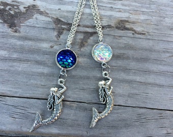 Mermaid Scale Necklace, Charm Necklace, Mermaid Necklace