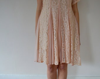 1990s Vintage Pink Lace Babydoll Dress