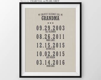 Mothers Day Gift For Grandma Gift For Nana Personalized Gift For Grandmother Grandparents Gift Grandchildren Names Gift From Grandchildren