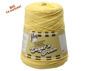 YELLOW 14oz Sugar N Cream Cotton Cone yarn Cotton Yarn, Golden Yellow cotton dish cloth yarn, Lily Sugar N Cream cotton Cone Bright Yellow <