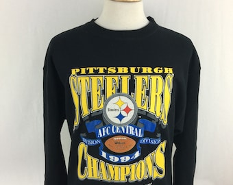 Vintage 90s Pittsburgh Steelers AFC 1994 Champions Logo 7 Pull Over Size XL