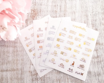 Functional Foils | Foil mini icon planner stickers