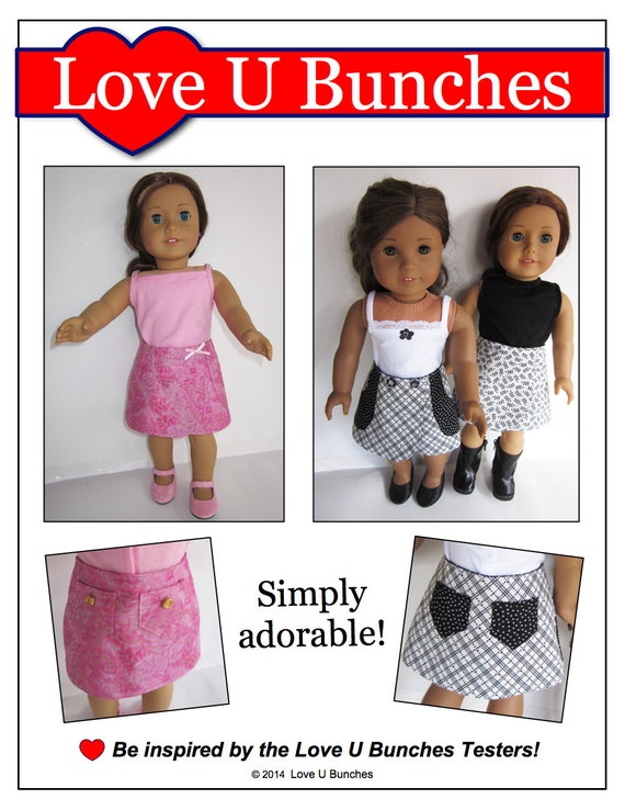 pixie faire love u bunches classic wrap skirt doll clothes pattern