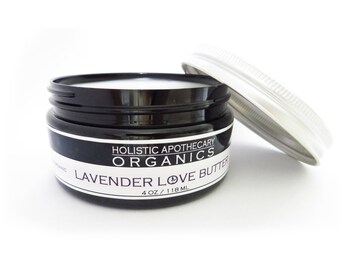 LAVENDER Organic Whipped Shea Butter & Coconut Oil Body Butter and Organic All over Non - Toxic Moisturizer 100% Pure 4 OZ Jar