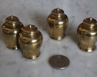 Two Sets of Small Brass Salt and Pepper Shakers