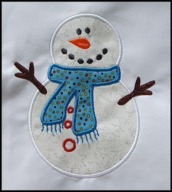 INSTANT DOWNLOAD Be Merry Snowman Applique designs 3 sizes