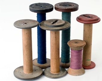 Large Wooden Sewing Thread Spools Vintage Antique