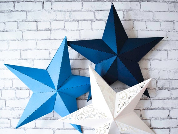 Download 3D Paper Star Printable Template SVG Star Cut Files DXF