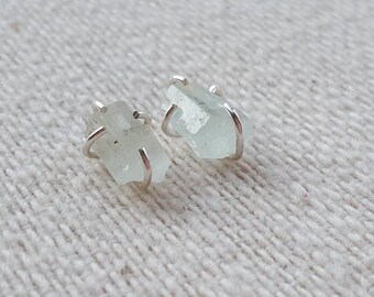Moss Aquamarine Stud Earrings. Stud Earrings. Aquamarine Earrings. Aquamarine. Earrings. March Birthstone. Gemstone Earrings. Gift for Her.