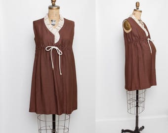 Vintage 1960s maternity dress chocolate brown