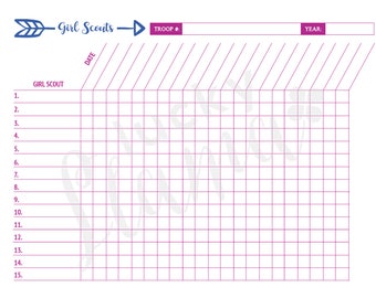 Printable Girl Scout Attendance Sheet