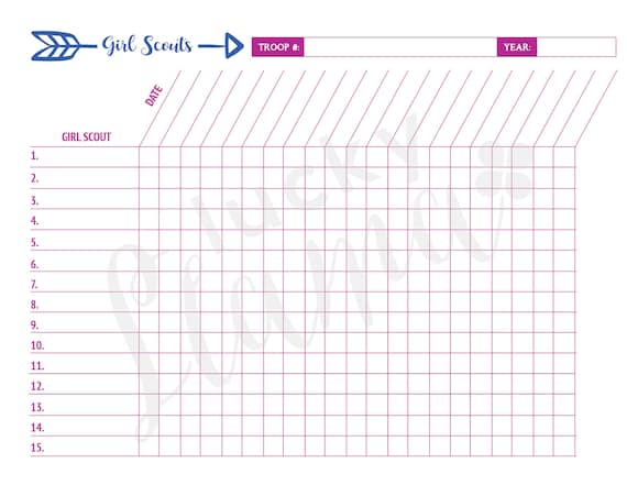 Printable Girl Scout Attendance Sheet