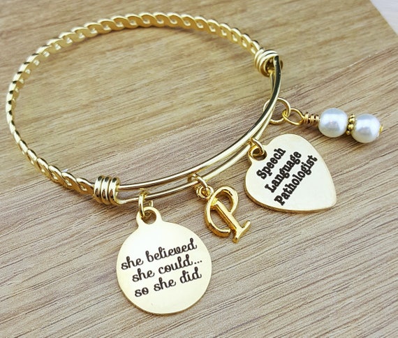 Gold Bangle Speech Language Pathologist Speech Language Pathologist Gift Graduation Gift College Graduation Graduation Gift Senior 2018