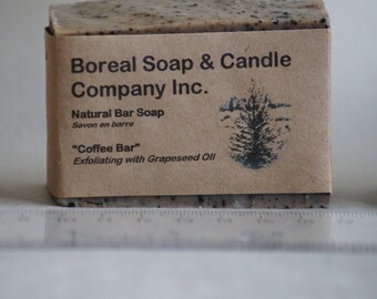 Four (4) 100g "Coffee Bar" Super-moisturizing, Gentle Exfoliating Soap Bars 100% with Shea Butter and Ground Coffee