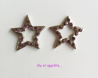 2 spacer stars with purple 21mm rhinestone