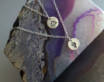 Sterling Silver Mini Nature Layered Necklace | Hand Stamped Jewelry | Travel Jewelry | Wanderlust Necklace | Personalized Silver Necklace