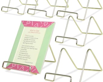 Wire Easel Display Stand Plate Holders - Smooth Brass Metal - 3 Inch - Pack of 6 1301-3