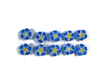 12 mm Polymer Clay Plumeria Flowers Set of 10 (MP10)