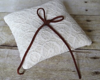 Leather and Lace Ring Bearer Pillow