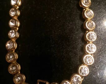 Vintage Bracelet, Rhinestone Bracelet, Vintage Gold Bracelet, Crystal Bracelet, Vintage Jewellery, Estate Jewelry