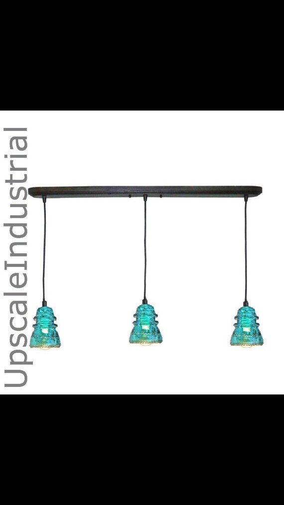 Rustic Chandelier/Industrial Chandelier/Kitchen Island/Pendant Light/Lighting/VINTAGE 1920's-60' Repurposed Glass Insulator Pendant Lighting