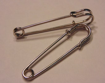 2 large safety pins, 2 1/2 inch