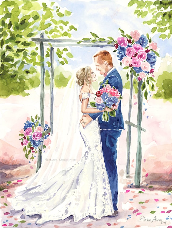 Items similar to Bridal Portrait Wedding  Illustration 