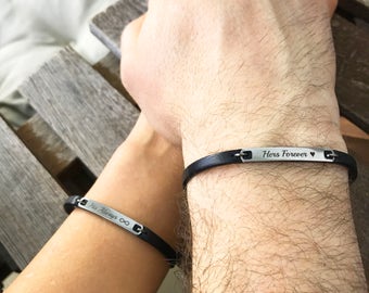 Always and Forever Matching Couple Bracelets Leather Bracelet His and Her For Her Personalized Matching Jewelry Boyfriend Girlfriend Gift