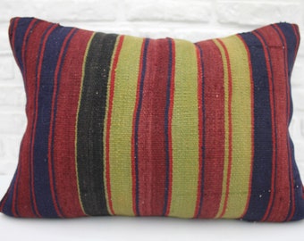 kelim kissen, kilim pillow, 20x28, striped, Turkish pillows, Anatolian, throw, cushion cover, colorful, handmade, lumbar, pillow, woven 48