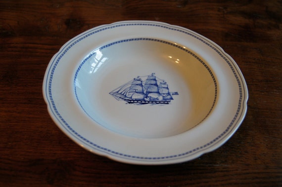 Spode Trade Winds Blue and White China White Diamond Liner Spode Trade Winds Blue and White China White Diamond Liner